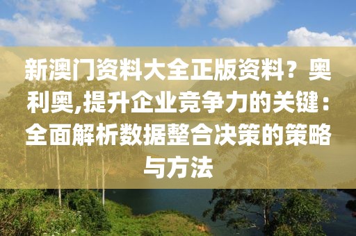 新澳门资料大全正版资料？奥利奥,提升企业竞争力的关键：全面解析数据整合决策的策略与方法