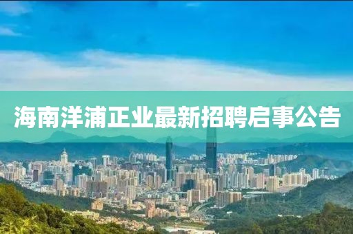 海南洋浦正业最新招聘启事公告