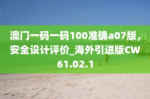 澳门一码一码100准确a07版，安全设计评价_海外引进版CW61.02.1