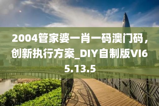 2004管家婆一肖一码澳门码，创新执行方案_DIY自制版VI65.13.5