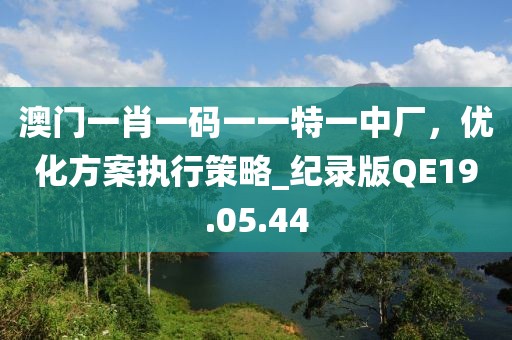 澳门一肖一码一一特一中厂，优化方案执行策略_纪录版QE19.05.44