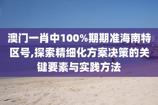 澳门一肖中100%期期准海南特区号,探索精细化方案决策的关键要素与实践方法