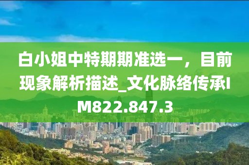 白小姐中特期期准选一，目前现象解析描述_文化脉络传承IM822.847.3