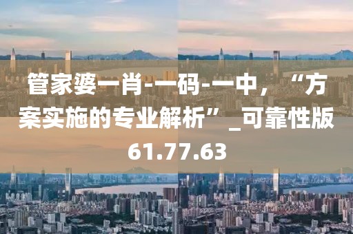 管家婆一肖-一码-一中，“方案实施的专业解析”_可靠性版61.77.63