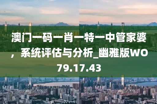 澳门一码一肖一特一中管家婆，系统评估与分析_幽雅版WO79.17.43