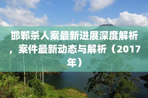 邯郸杀人案最新进展深度解析，案件最新动态与解析（2017年）