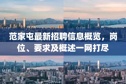 范家屯最新招聘信息概览，岗位、要求及概述一网打尽