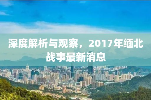 深度解析与观察，2017年缅北战事最新消息