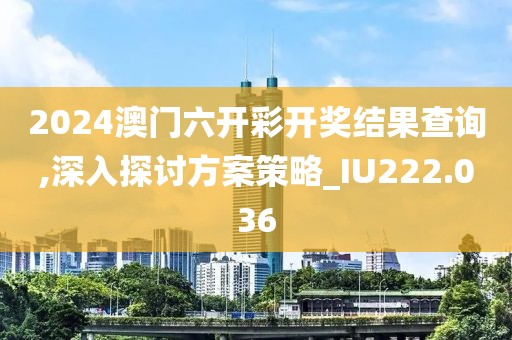 2024澳门六开彩开奖结果查询,深入探讨方案策略_IU222.036