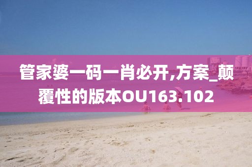 管家婆一码一肖必开,方案_颠覆性的版本OU163.102