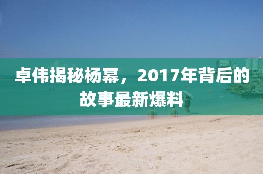 卓伟揭秘杨幂，2017年背后的故事最新爆料