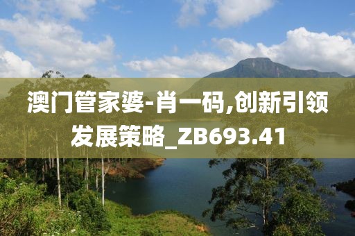 澳门管家婆-肖一码,创新引领发展策略_ZB693.41