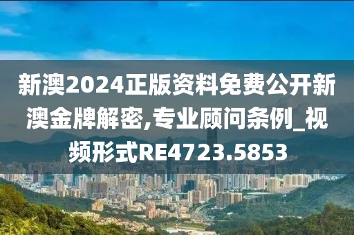 新澳2024正版资料免费公开新澳金牌解密,专业顾问条例_视频形式RE4723.5853