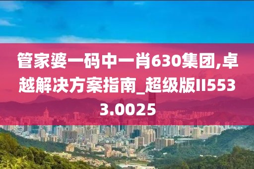 管家婆一码中一肖630集团,卓越解决方案指南_超级版II5533.0025