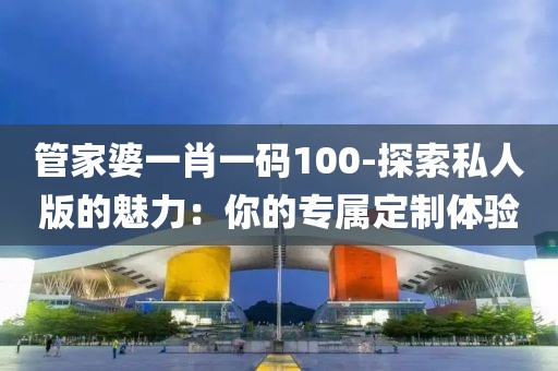 管家婆一肖一码100-探索私人版的魅力：你的专属定制体验
