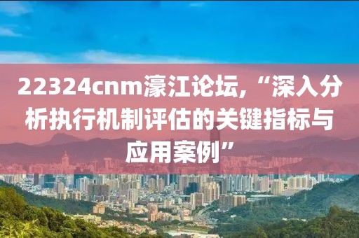 22324cnm濠江论坛,“深入分析执行机制评估的关键指标与应用案例”