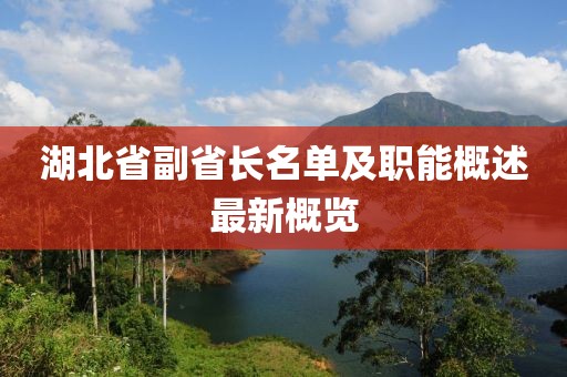湖北省副省长名单及职能概述最新概览
