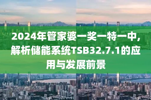 2024年管家婆一奖一特一中,解析储能系统TSB32.7.1的应用与发展前景