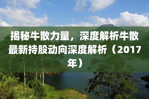 揭秘牛散力量，深度解析牛散最新持股动向深度解析（2017年）