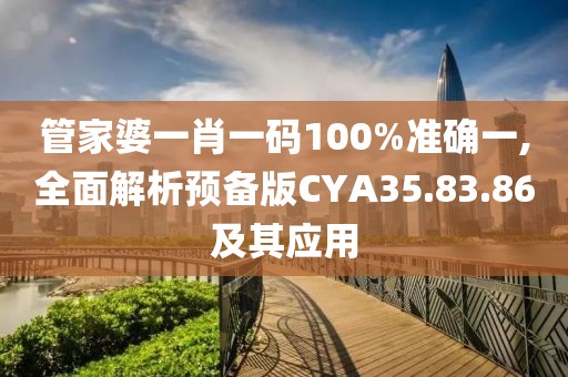 管家婆一肖一码100%准确一,全面解析预备版CYA35.83.86及其应用