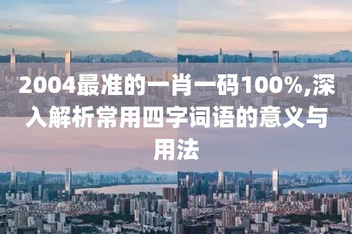 2004最准的一肖一码100%,深入解析常用四字词语的意义与用法