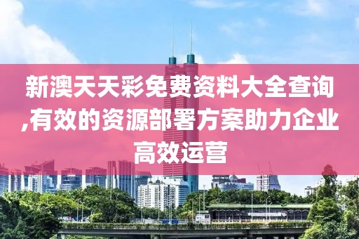 新澳天天彩免费资料大全查询,有效的资源部署方案助力企业高效运营