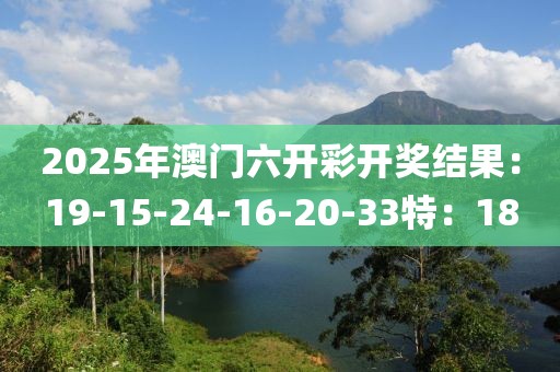 2025年澳门六开彩开奖结果：19-15-24-16-20-33特：18