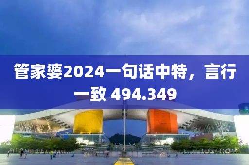 管家婆2024一句话中特，言行一致 494.349