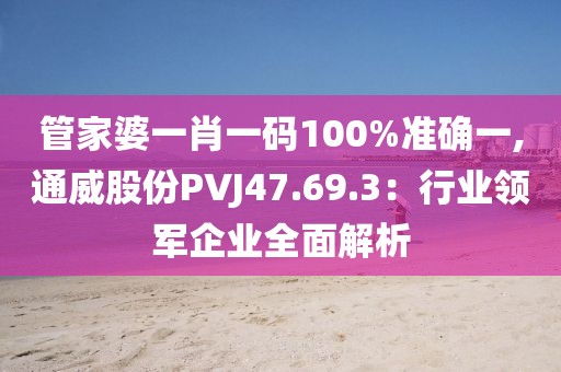 管家婆一肖一码100%准确一,通威股份PVJ47.69.3：行业领军企业全面解析