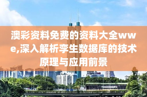 澳彩资料免费的资料大全wwe,深入解析孪生数据库的技术原理与应用前景