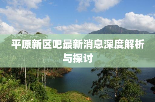 平原新区吧最新消息深度解析与探讨