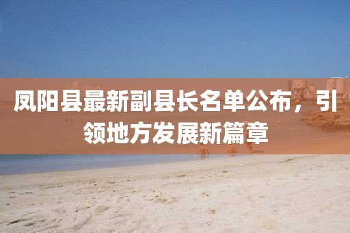 凤阳县最新副县长名单公布，引领地方发展新篇章