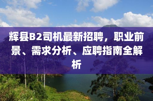 辉县B2司机最新招聘，职业前景、需求分析、应聘指南全解析