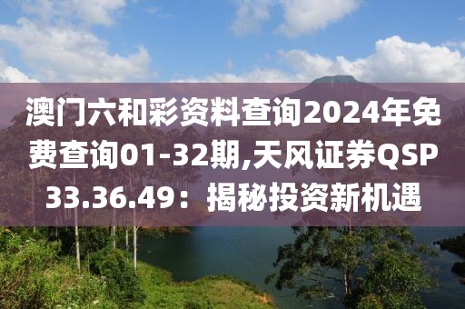 澳门六和彩资料查询2024年免费查询01-32期,天风证券QSP33.36.49：揭秘投资新机遇