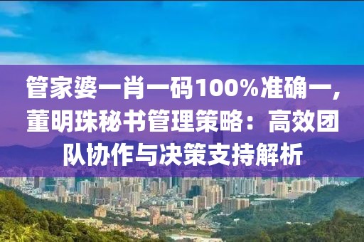 管家婆一肖一码100%准确一,董明珠秘书管理策略：高效团队协作与决策支持解析