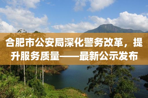 合肥市公安局深化警务改革，提升服务质量——最新公示发布