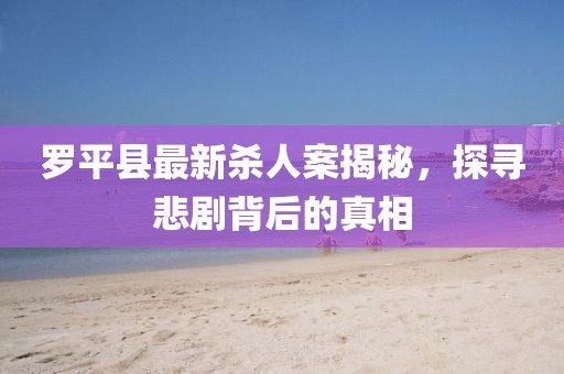 罗平县最新杀人案揭秘，探寻悲剧背后的真相