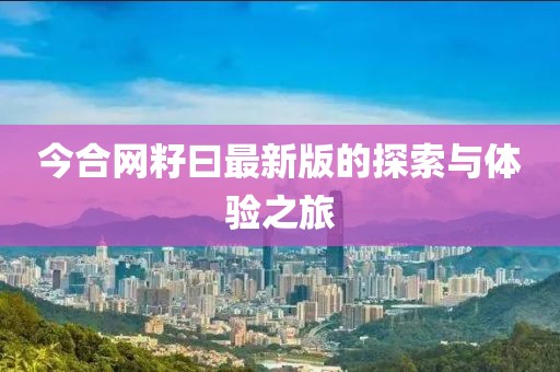 今合网籽曰最新版的探索与体验之旅