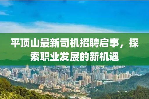 平顶山最新司机招聘启事，探索职业发展的新机遇