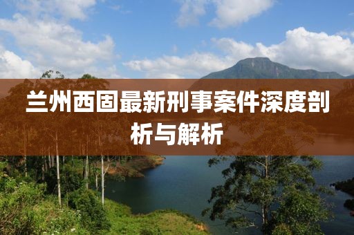 兰州西固最新刑事案件深度剖析与解析