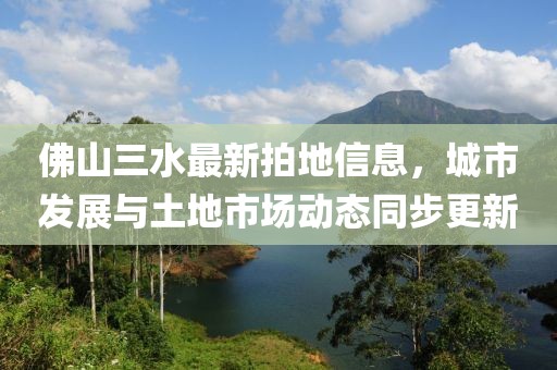 佛山三水最新拍地信息，城市发展与土地市场动态同步更新