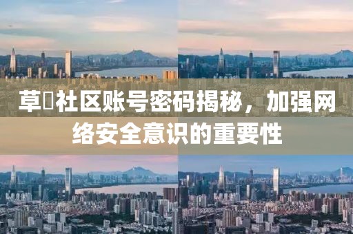 草塯社区账号密码揭秘，加强网络安全意识的重要性