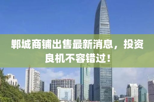郸城商铺出售最新消息，投资良机不容错过！