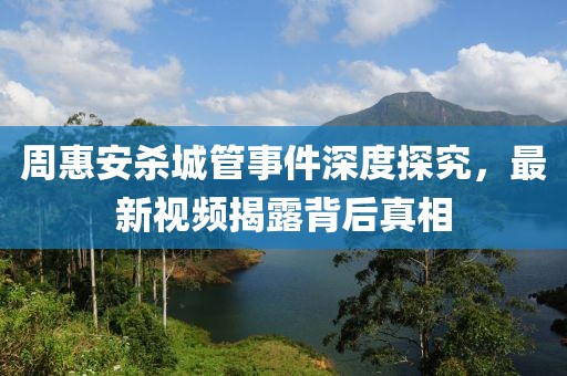 周惠安杀城管事件深度探究，最新视频揭露背后真相
