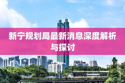 新宁规划局最新消息深度解析与探讨
