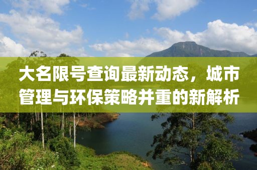 大名限号查询最新动态，城市管理与环保策略并重的新解析