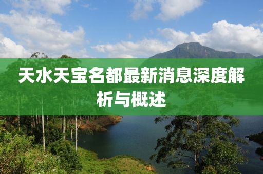 天水天宝名都最新消息深度解析与概述