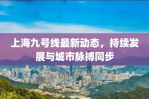 上海九号线最新动态，持续发展与城市脉搏同步