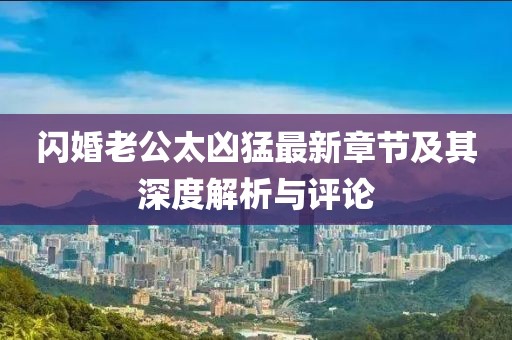 闪婚老公太凶猛最新章节及其深度解析与评论