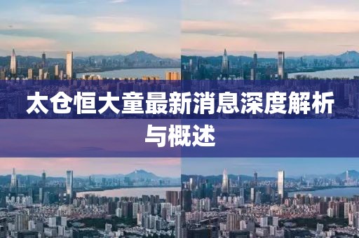 太仓恒大童最新消息深度解析与概述